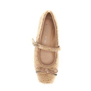 Gianni Bini JosieTwo Faux Shearling Mary Jane Bow Detail Ballerina Flats Size 10